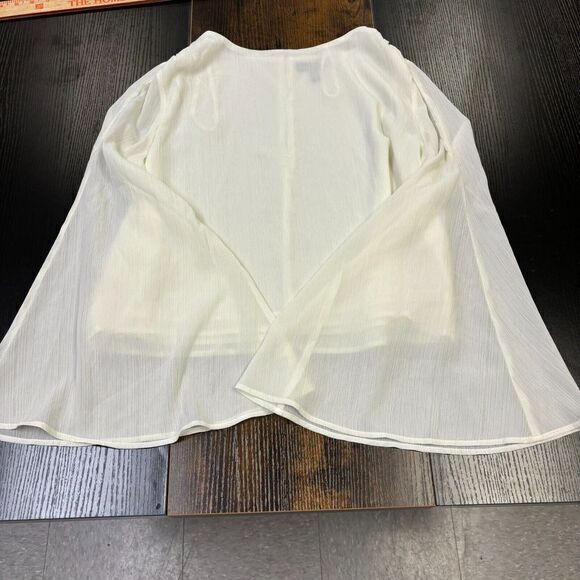 Jessica Simpson Womens Monique Ivory Metallic Cropped Blouse‎ Top M BHFO 5844 - Picture 1 of 7